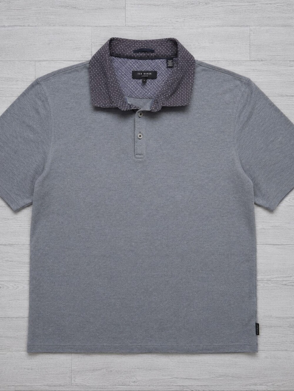 Ted Baker London Gray Polo Shirt Contrast Print Collar Men's Size 7